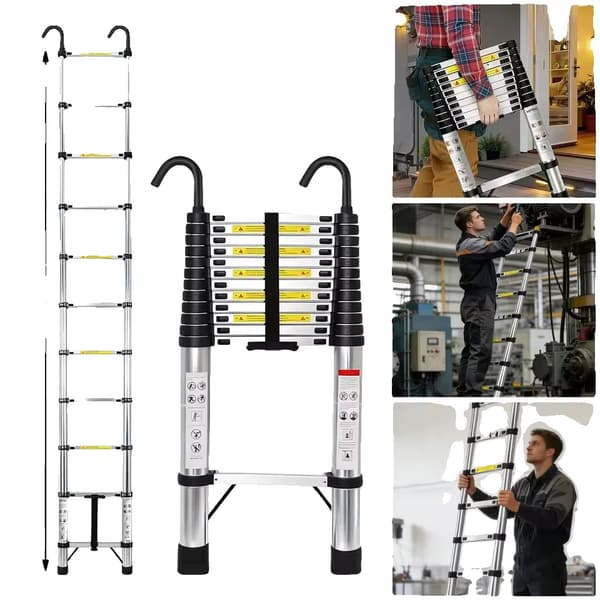 Teleskopstige, Aluminiumlegering, Bærbart Design, 5.1m med krog