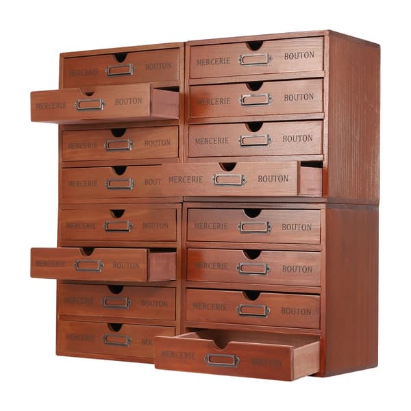 Skuffeorganisator, 16 Rum, Robust Trædesign, Brun