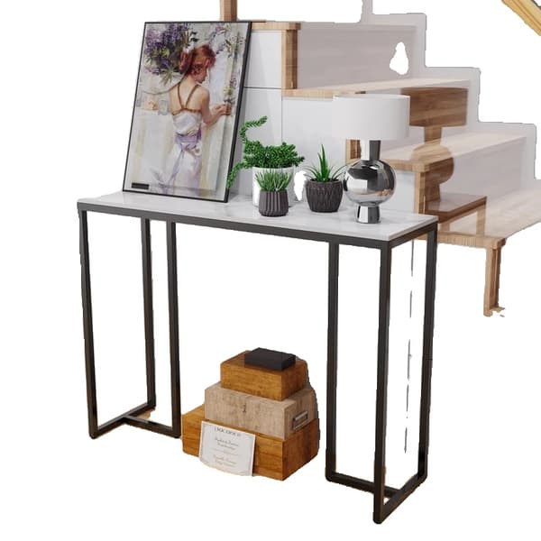 Konsolbord, Slankt Moderne Design, Holdbar Sinteret Sten, Hvid Sort