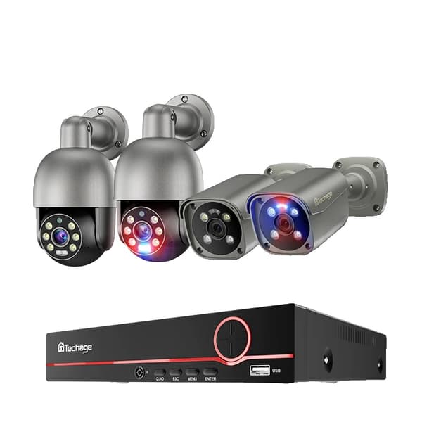 8MP Säkerhetskamerasystem, Nattsyn, AI-detektering, Tvåvägsljud,