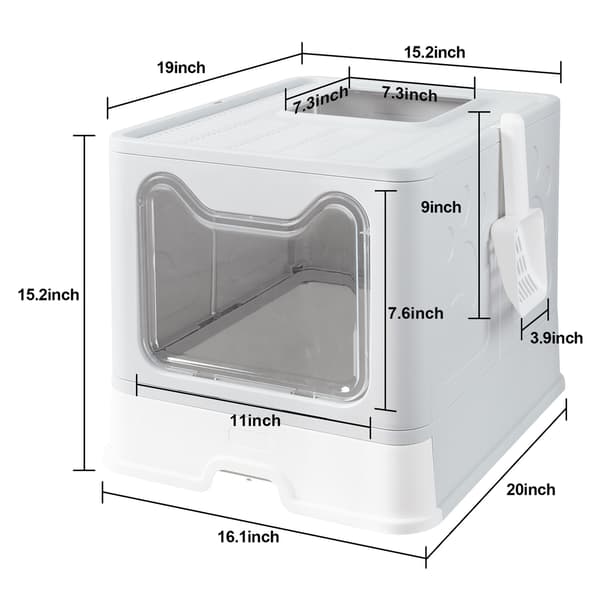 Kattekattetoilet, designet til frontindgang, foldbar og stor., GRÅ GRAY GRAY