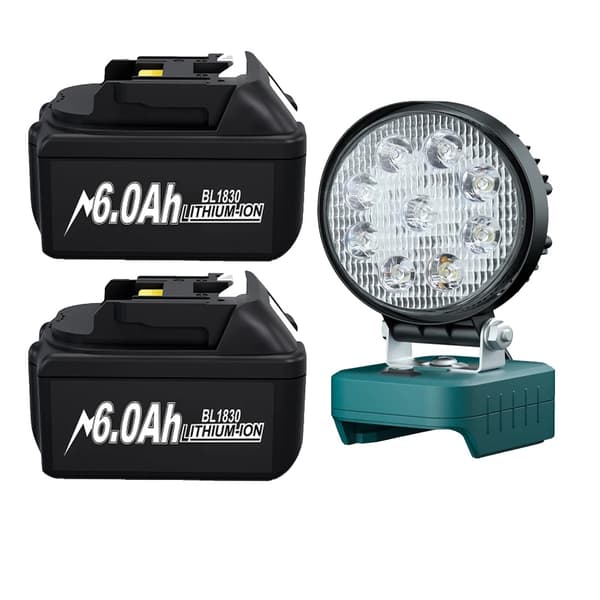 Litiumioniakku, 18V, 6000mAh kapasiteetti, 2BAT 1Valo