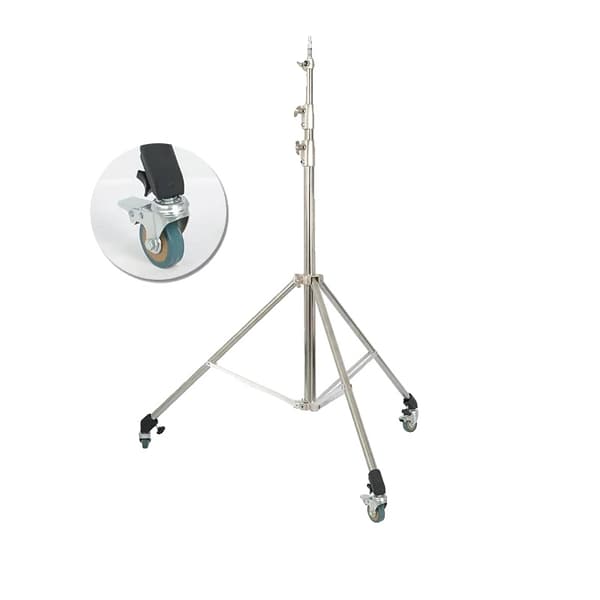 Tripod, Rustfrit Stål, Justerbar Højde, 2.8M med hjul