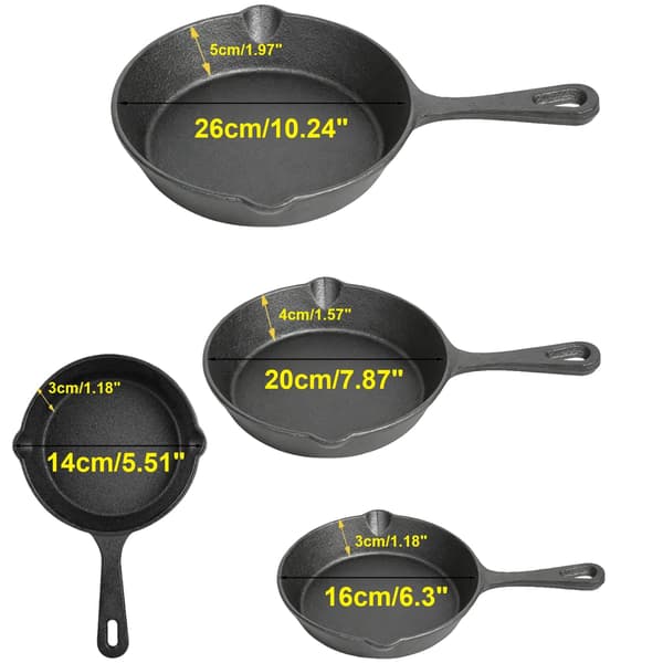 Stekpanna, Mångsidig Matlagning, Exceptionell Värmebehållning, 4Pcs-Set