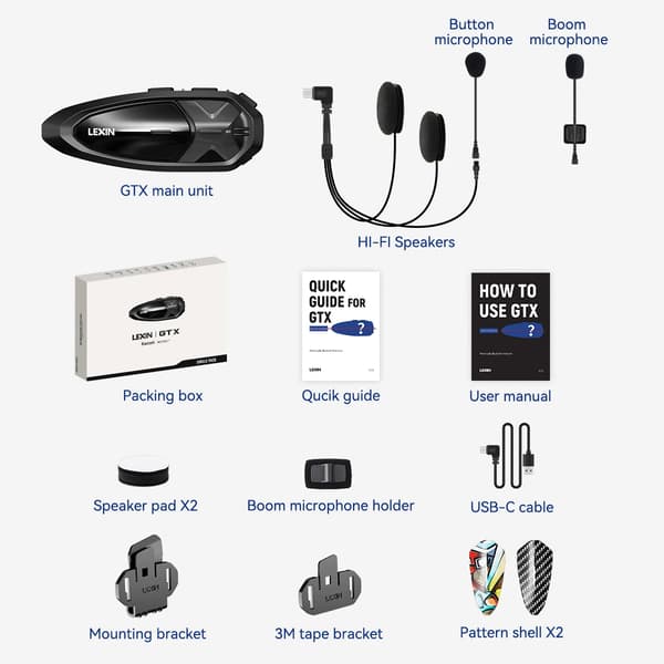 Intercom Bluetooth Headset, 10-rytter støtte, IP67 vandtæt, Enkelt pakke 1PC