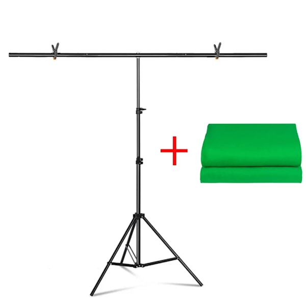 Justerbar T-formad Fotobakgrundsställning, 2x2m/2.6m Aluminiumlegering, Inkluderar Grön Bakgrund,200X260cm, Grönt Kit Green Kit 200X260cm