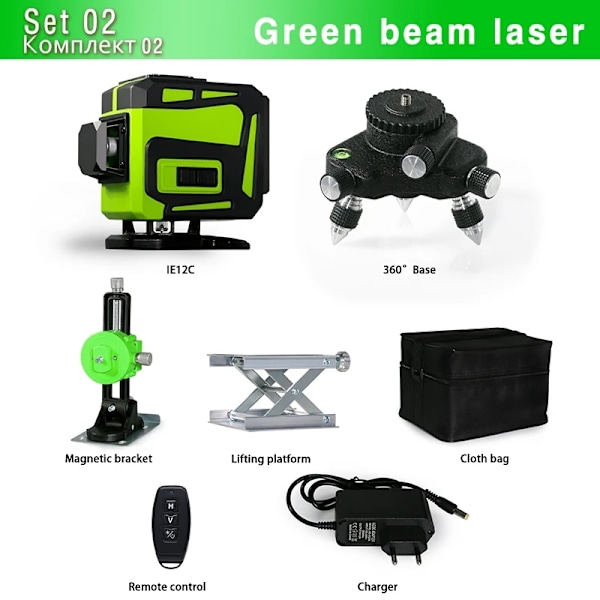 3D itsetasaava vihreä säde laser, 20m työskentelysäde, kaukosäädin,IE12C-BL12IE12C-BL12 IE12C-BL12 IE12C-BL12