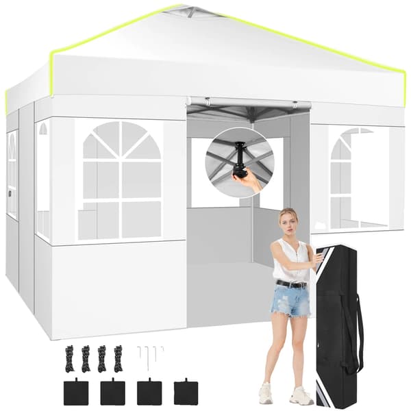 Folding Gazebo, Vandtæt, UV-beskyttelse, Højdejusterbar, Hvid