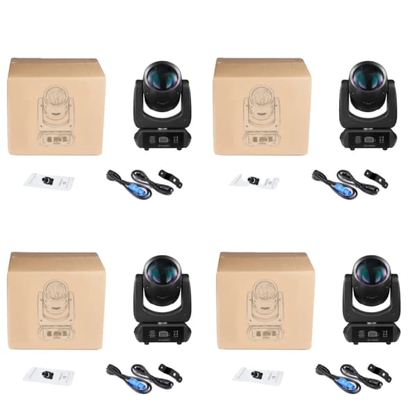 Bevægelseshovedlys, 11 farver, 14 gobos, 200W Stråle-4PCS, EU Stik