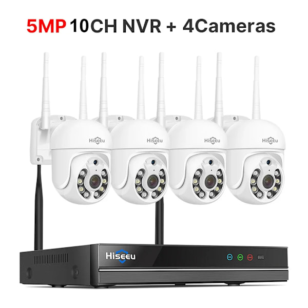 Trådlöst säkerhetskamerasystem, 10CH NVR, Människodetektering,Ingen, 5MP PTZ-system