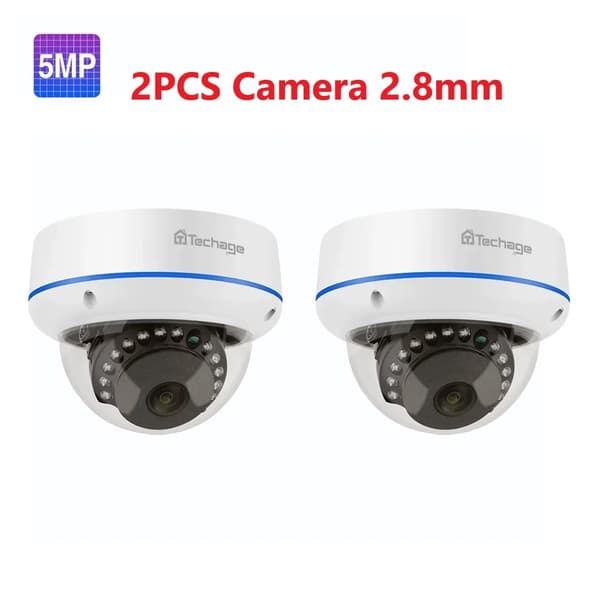 Techage Overvågningskameraer, 4MP & 5MP Opløsning, Dome Design, 2PCS 5MP KAMERA
