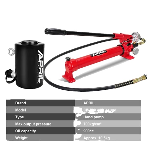 Hydraulisk Handpump, Max Utmatning 700kg/cm², Oljekapacitet upp till 900cc,med CP-700 mätare with CP-700 Gauge with CP-700 Gauge
