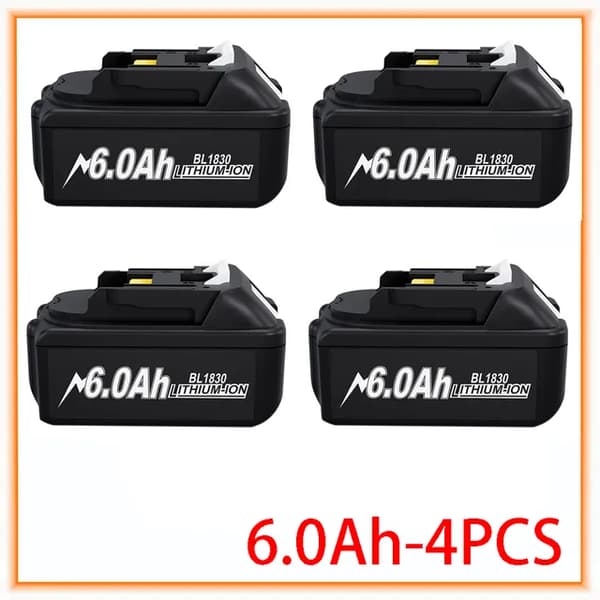 Litiumjonbatteri, 18V, 6000mAh kapacitet, 6.0AH-4 PCS