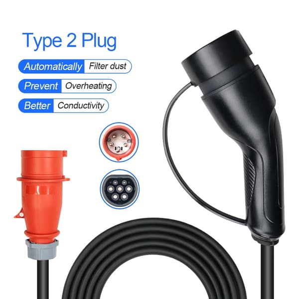 Bärbar elbilsladdare, 11 kW effektutgång, 10 m kabel längd,TYP2