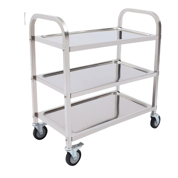 Rostfritt Stål Serveringsvagn, 3 Lager, Hög Lastkapacitet,85 cm