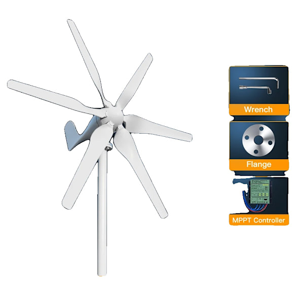 Vindmølle, 3000W effekt, 5 blade, 24 volt 12 volt, Gratis MPPT-controller, 3000W, Gratis MPPT-controller, 3000W, 12V