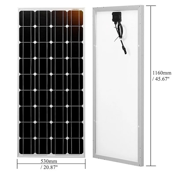 Monokristallin solpanel, hög effektivitet, hållbar 23% cell effektivitet,Glas 18V 120W Glass 18V 120W Glass 18V 120W