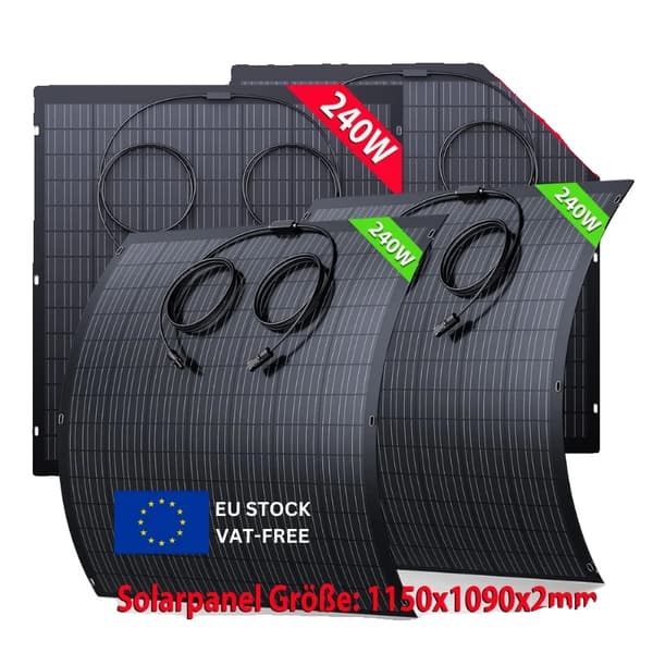 Fleksibelt Solpanel Kit, Monokrystallinsk Design, Høj Effektivitet, 240*4