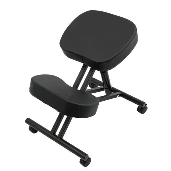 Ergonomisk Knæstol, Justerbar Højde, Pude Støtte, Sort