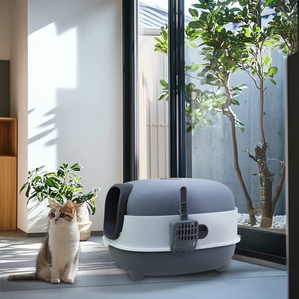 Kattlåda, Lätt att rengöra design, Främre ingångstillgång,Grå