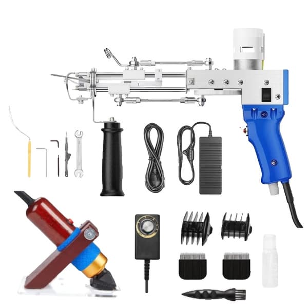 Tuftingpistol, Elektrisk, Justerbar stinghastighed, Blå 2i1, EU Stik 220V-b