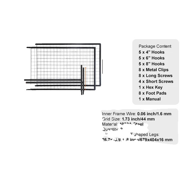 Grid Väggpanel Displayställ, Hållbar Metall, Dubbelnivå Design,Golvvägg 2-pack