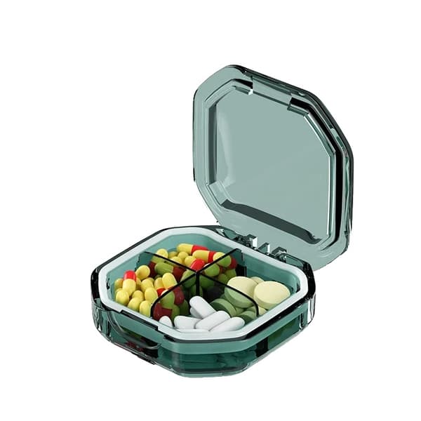 Bärbar Tablettorganisatör, 4/6 Fack, Läcksäker Design, Grön-4 rutor
