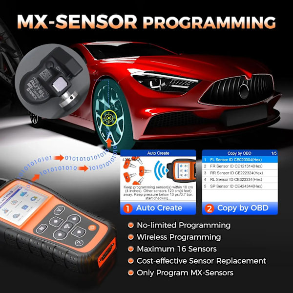 TPMS værktøj, sensoraktivering, diagnostik, TPMS VÆRKTØJ