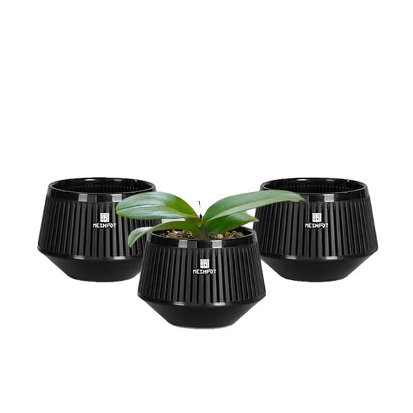 Orkidepotte, Luftbeskæring Design, Moderne Æstetik, Sort-3 stk 12cm