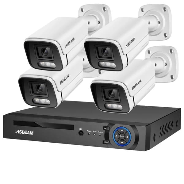 Säkerhetskamerasystem, 4K-upplösning, AI-färgnattsyn, , None, 4CH NVR and 4 Camera