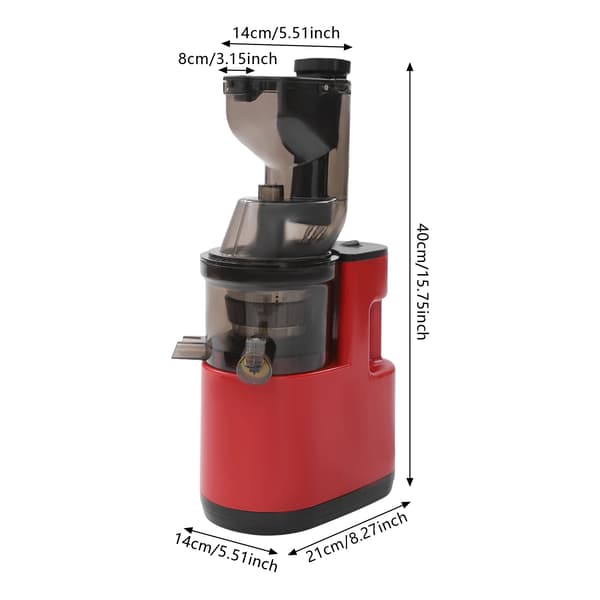 Elektrisk Juicepress, 500W Effekt, Långsam Utdragning, Röd, EU