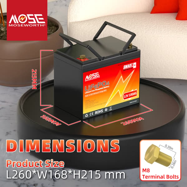 Lithiumbatteri, Bluetooth-forbindelse, 100Ah kapacitet, 12V 100Ah BT