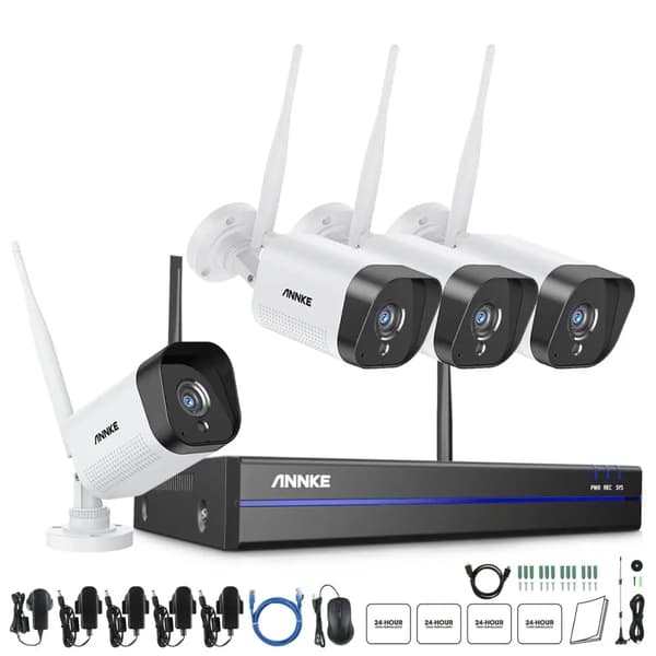 Trådlöst säkerhetskamerasystem, 3MP video, 100ft nattsyn,4 stycken kameror, Inga 4PCS Cameras 4PCS Cameras