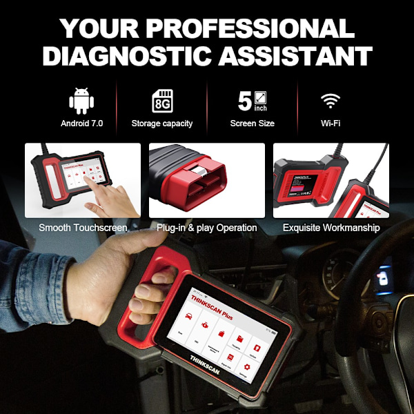 OBD2 Scanner Bil Diagnostikverktyg - Intelligent System, 28 Återställningsfunktioner Thinkscan Plus S7