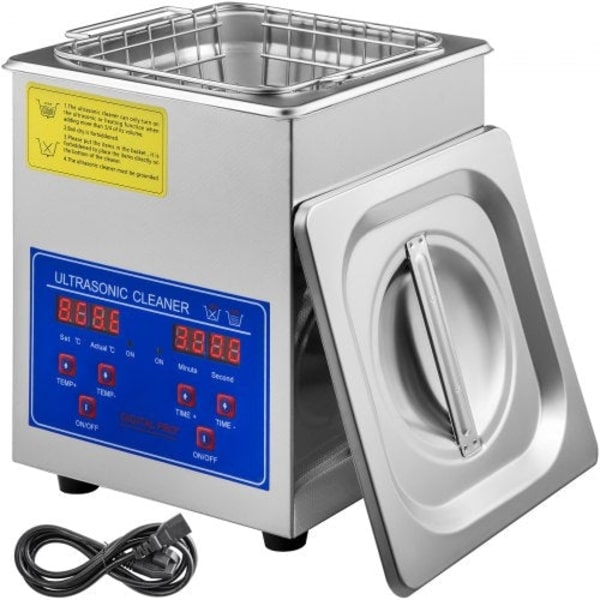 2L digital rostfritt ultraljudrengörare ultrasonisk rengöringsbad timer med korg