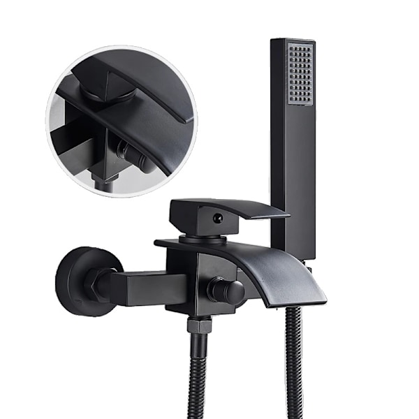 Väggmonterad Badkar Kran, Elektropläterad Yta, Vattenfall Pipa,: Mattsvart Matte Black A Matte Black A