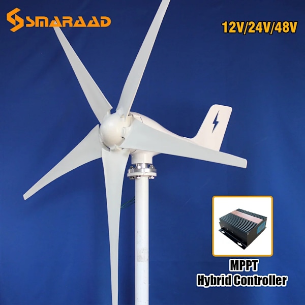 3000W Vindkraftverk, 5 Blad, MPPT Kontrollant,Med hybridkontroll, 3000W, 48V With Hybrid Control With hybrid Control