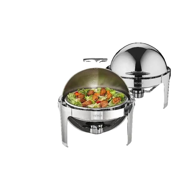 Chafing Dish, Rulletop Design, Rustfrit Stål Konstruktion, 6QT  2 Pakker