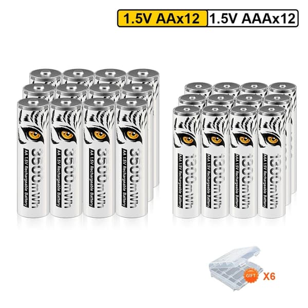 Uppladdningsbart Li-ion-batteri, Långvarig prestanda, Mångsidig kompatibilitet, 12AA 12AAA