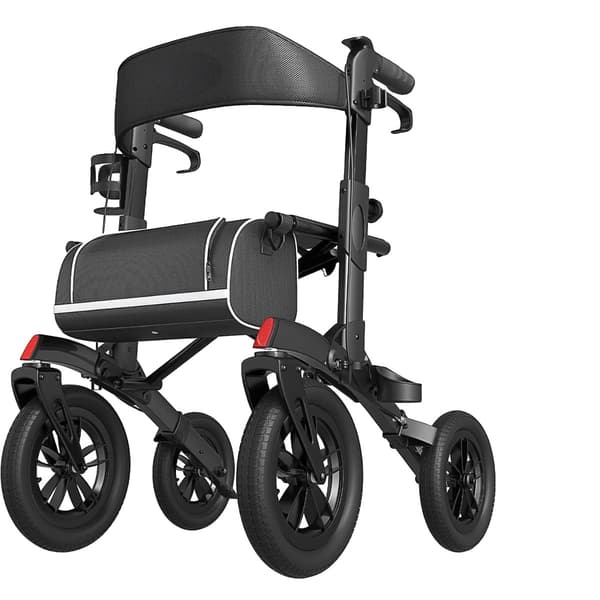 Mobilitetswalker, Sammenklappeligt Design, Letvægts Transportstol, Sort