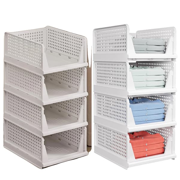 Opbevaringsorganisator, Foldbar, Pladsbesparende Design, Stabelbar hylde