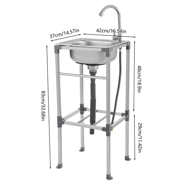 Tvättställ, rostfritt stål, snabb dränering, Silver