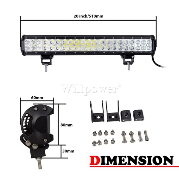 LED-ljusramp, vattentät, universell passform, 20 tum Combo 1 st