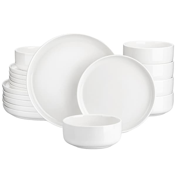 Keramisk Middagsservis, Solid Design, 18-delars Set,Vit