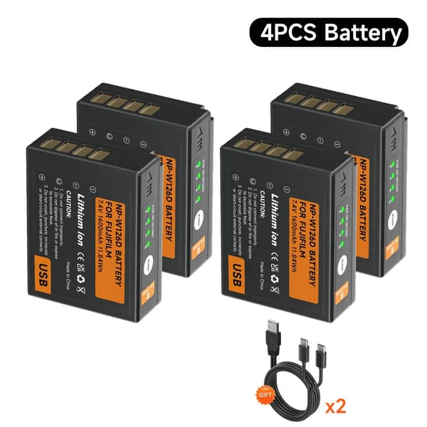 Kamerabatteri, USB-C-laddning, bred kompatibilitet, 4PCS Batteri
