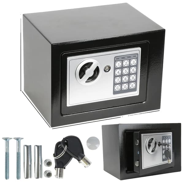 Elektronisk sikkerhedsskab, dobbeltbitlås, digital PIN-adgang, Sort-4.6L