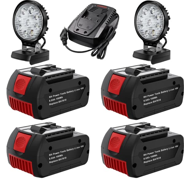 Ersättningsbatteri, 18V, 6000mAh kapacitet, Set 6