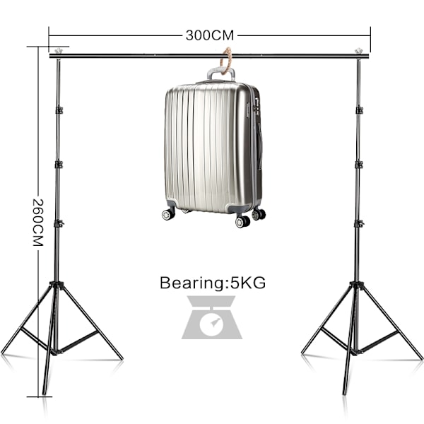 Baggrundstativ, Justerbar Højde, Grøn Skærm Kompatibel Background Stand