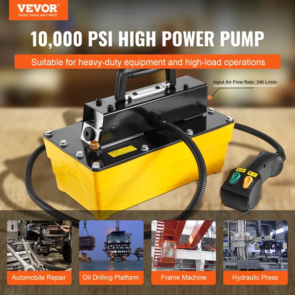 Hydraulisk pump, 10 000 PSI maximalt utflöde, 0,61 gallon oljekapacitet, 340 L/min luftflöde, 2.3L Oljetank