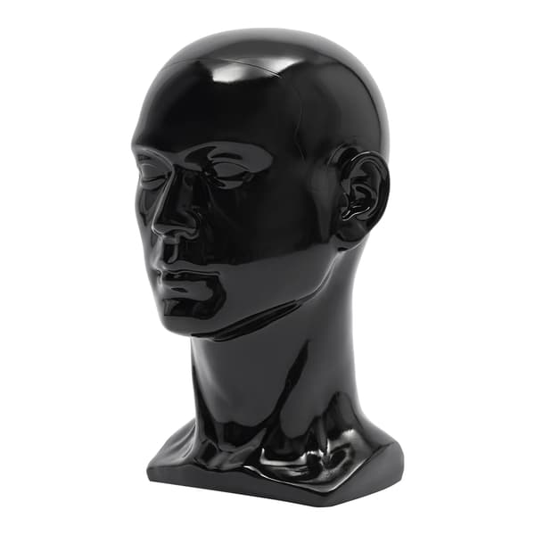 Mannequin Hoved, 50 cm Hovedomkreds, Moderne Stil, PVC Materiale, Glansende Sort